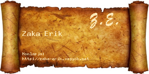 Zaka Erik névjegykártya